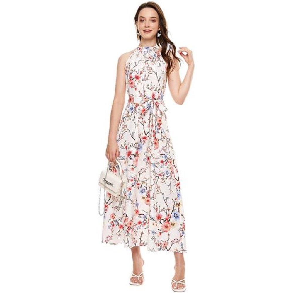 Boho Floral Print Beach Dress